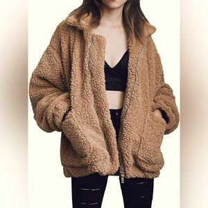 Soft zipper Teddy coat